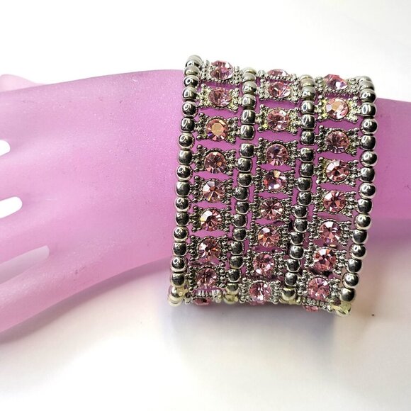 Pink Crystal Stretch Bracelet - Picture 1 of 12